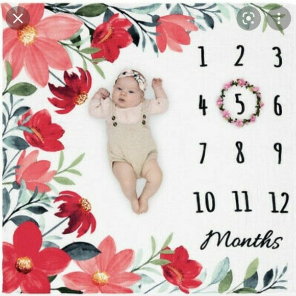 NWOB Pondering Pine Organic Baby Milestone Blanket 47”x47” New Muslin Cotton - Picture 8 of 8